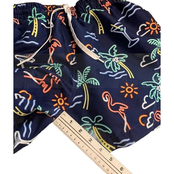 Chubbies Men's Neon Lights Elastic Waist Blue Tropical Print Swim Trunks Medium - Picture 6 of 11